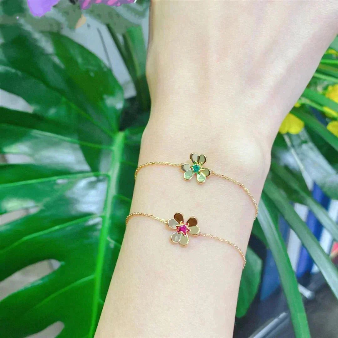 [VA]FRIVOLE ARMBAND GOLD BLUMEN ROSA MALACHIT