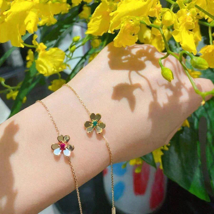 [VA]FRIVOLE ARMBAND GOLD BLUMEN ROSA MALACHIT