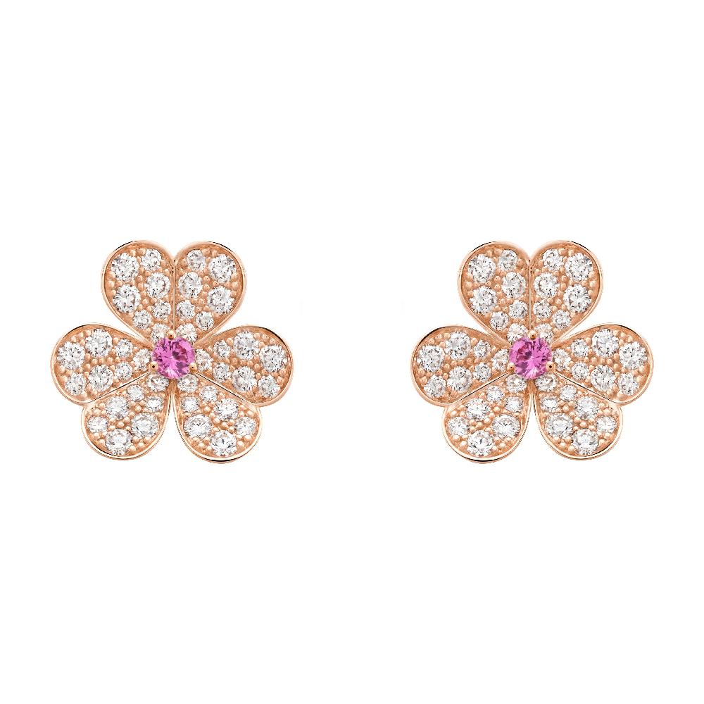 [VA]FRIVOLE OHRRINGE BLÜTE ROSÉGOLD MIT DIAMANTEN
