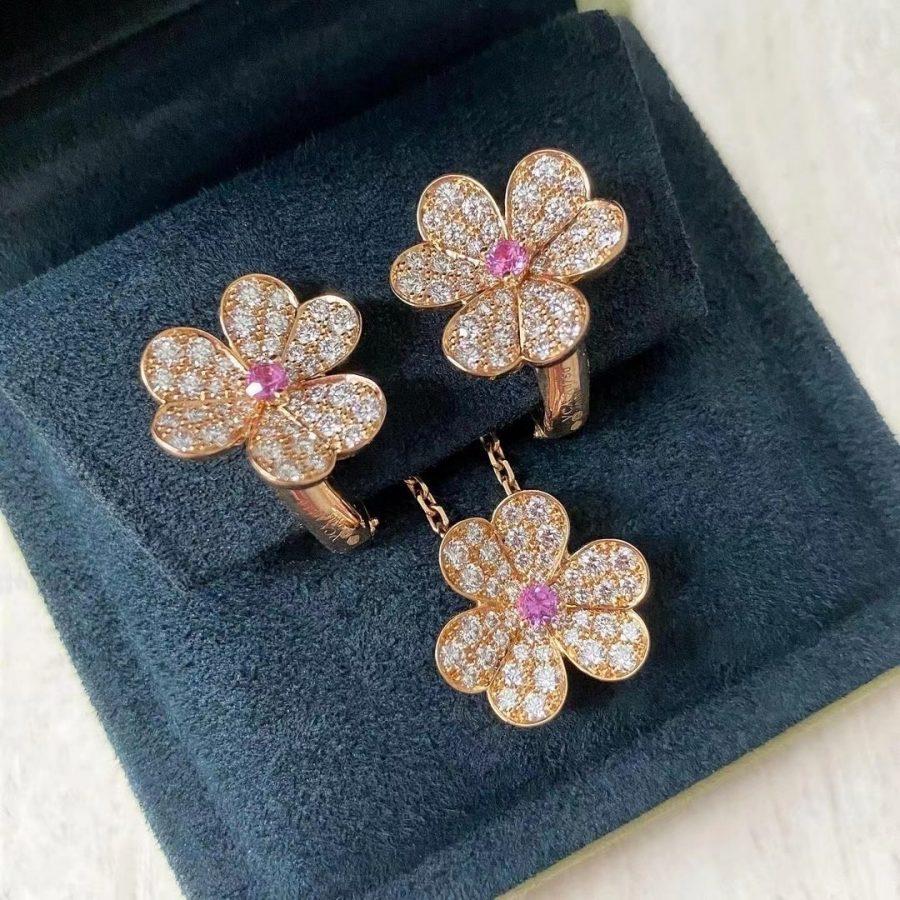 [VA]FRIVOLE OHRRINGE BLÜTE ROSÉGOLD MIT DIAMANTEN
