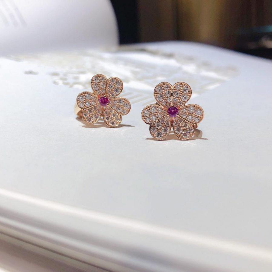 [VA]FRIVOLE OHRRINGE BLÜTE ROSÉGOLD MIT DIAMANTEN