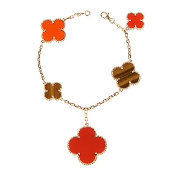 [VA]クローバーブレスレット 5モチーフ カーネリアン タイガーアイ