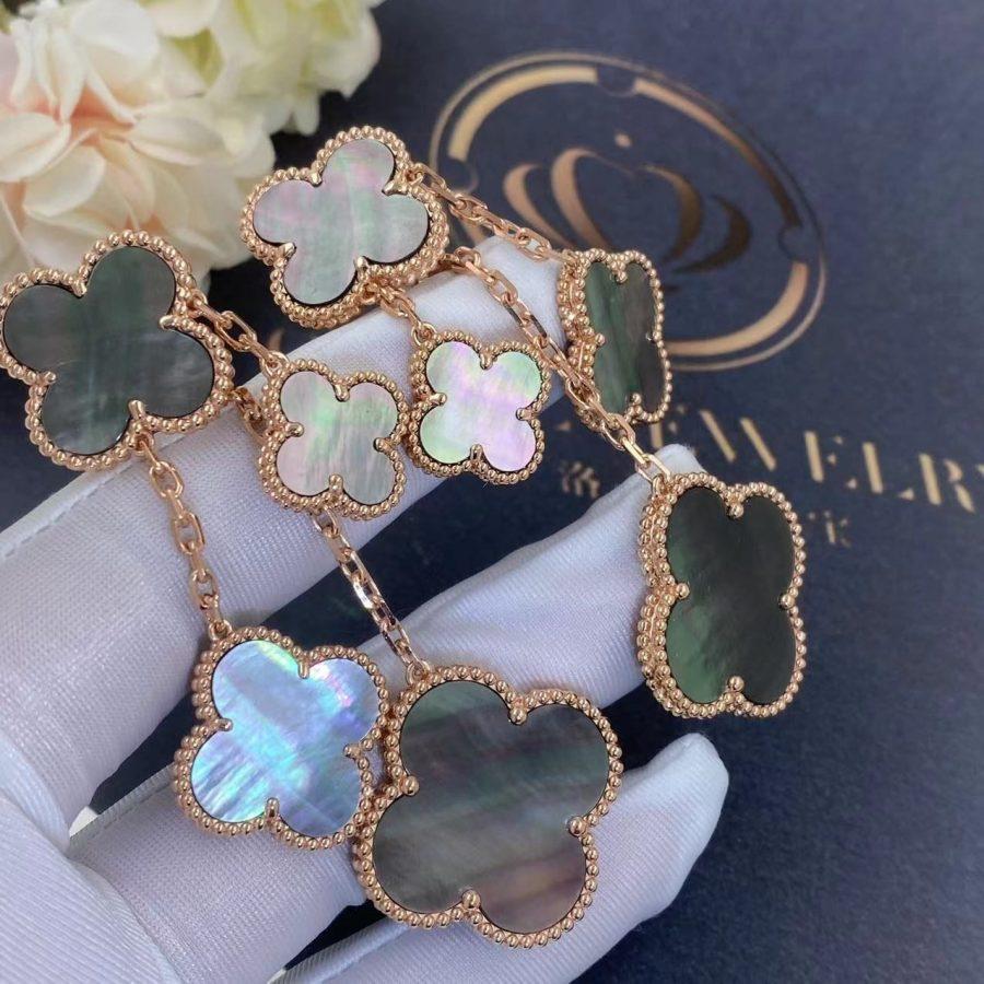 [VA]CLOVER-OHRRINGE DUNKLES PERLMUTT 4 MOTIVE ROSÉGOLD