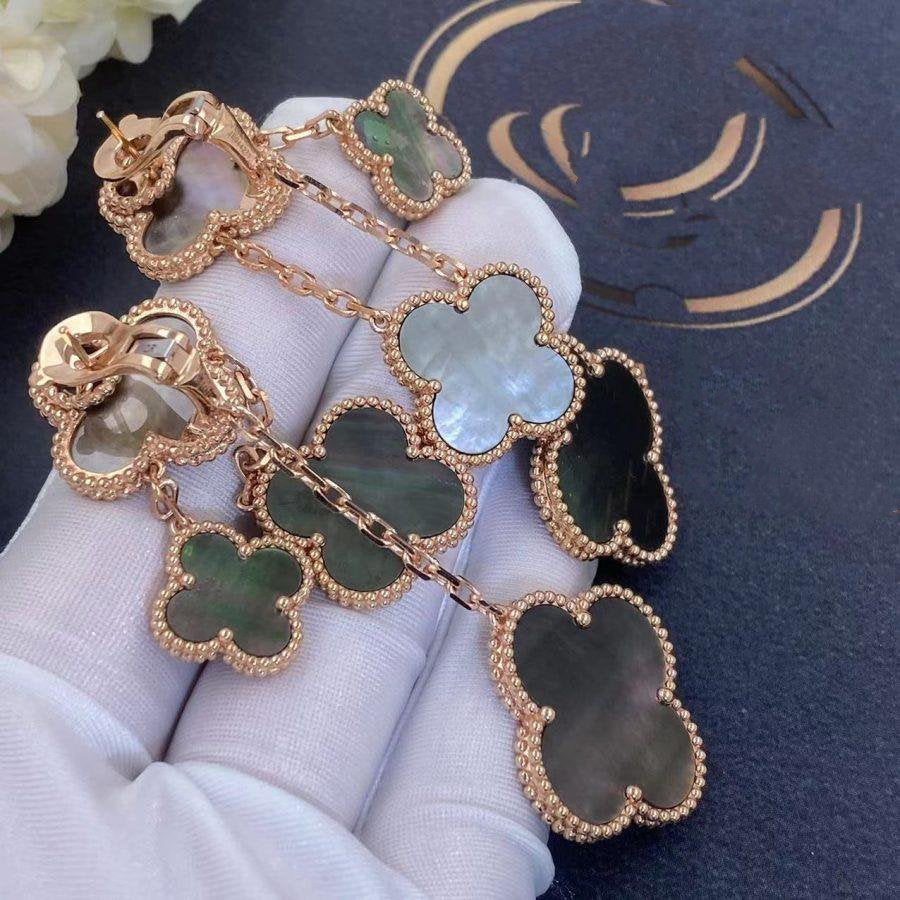 [VA]CLOVER-OHRRINGE DUNKLES PERLMUTT 4 MOTIVE ROSÉGOLD