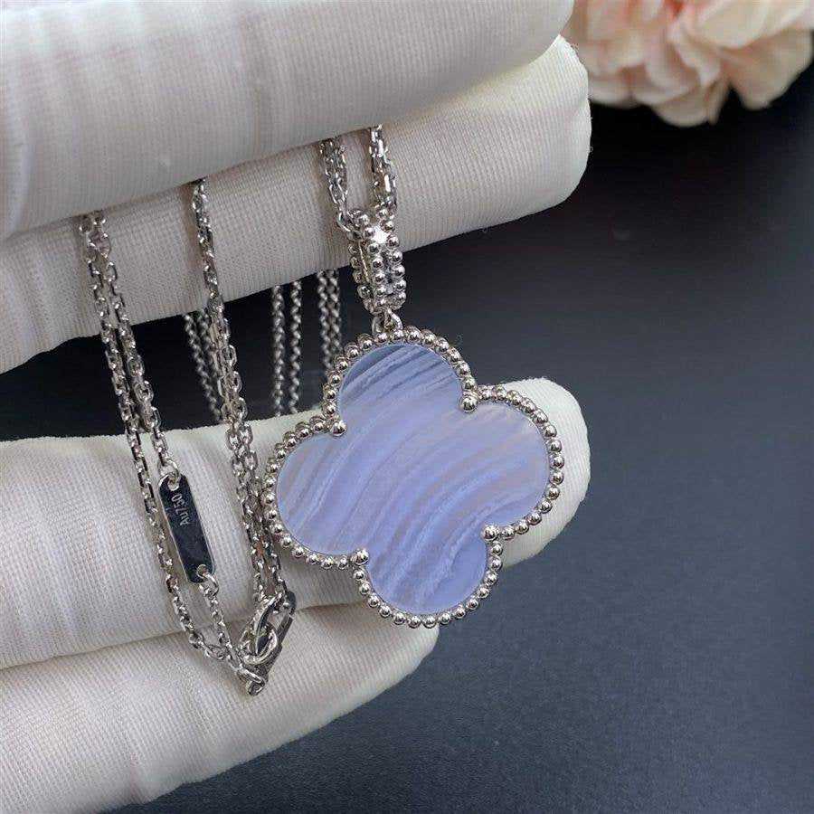 [VA]CLOVER SILBER CHALCEDON GROSSE CLOVER-HALSKETTE