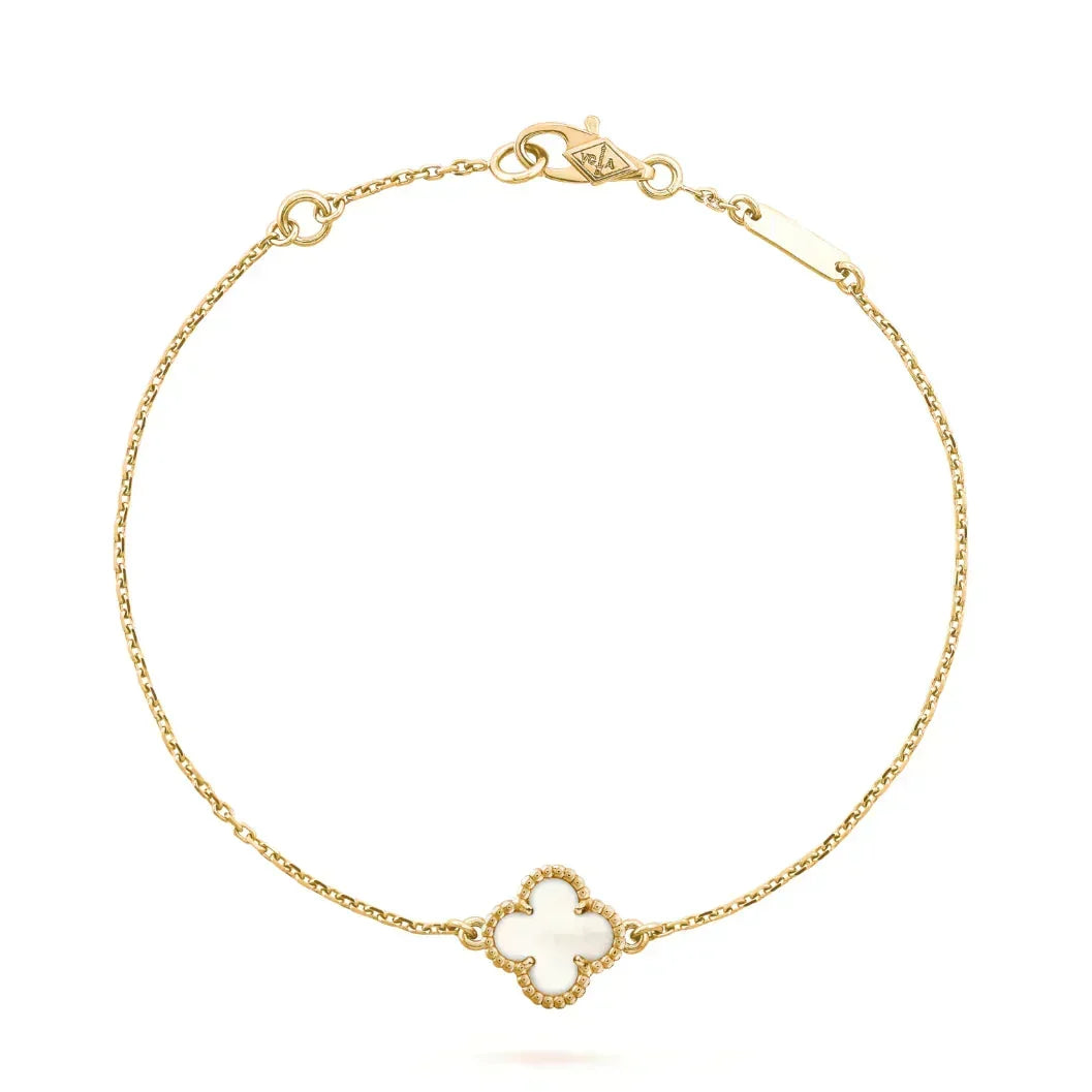 [VA]CLOVER WEISSES PERLMUTT ARMBAND MIT EINER BLÜTE
