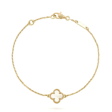 [VA]CLOVER WEISSES PERLMUTT ARMBAND MIT EINER BLÜTE