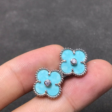 [VA]CLOVER 1 DIAMANT BLAUER HIMMEL SILBER OHRRINGE