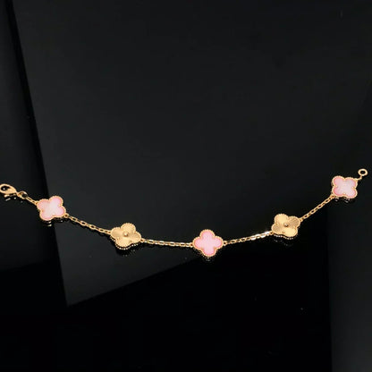 [VA]LUCKY CLOVER 5-MOTIF BRACELET - PINK MOTHER-OF-PEARL COLLECTION