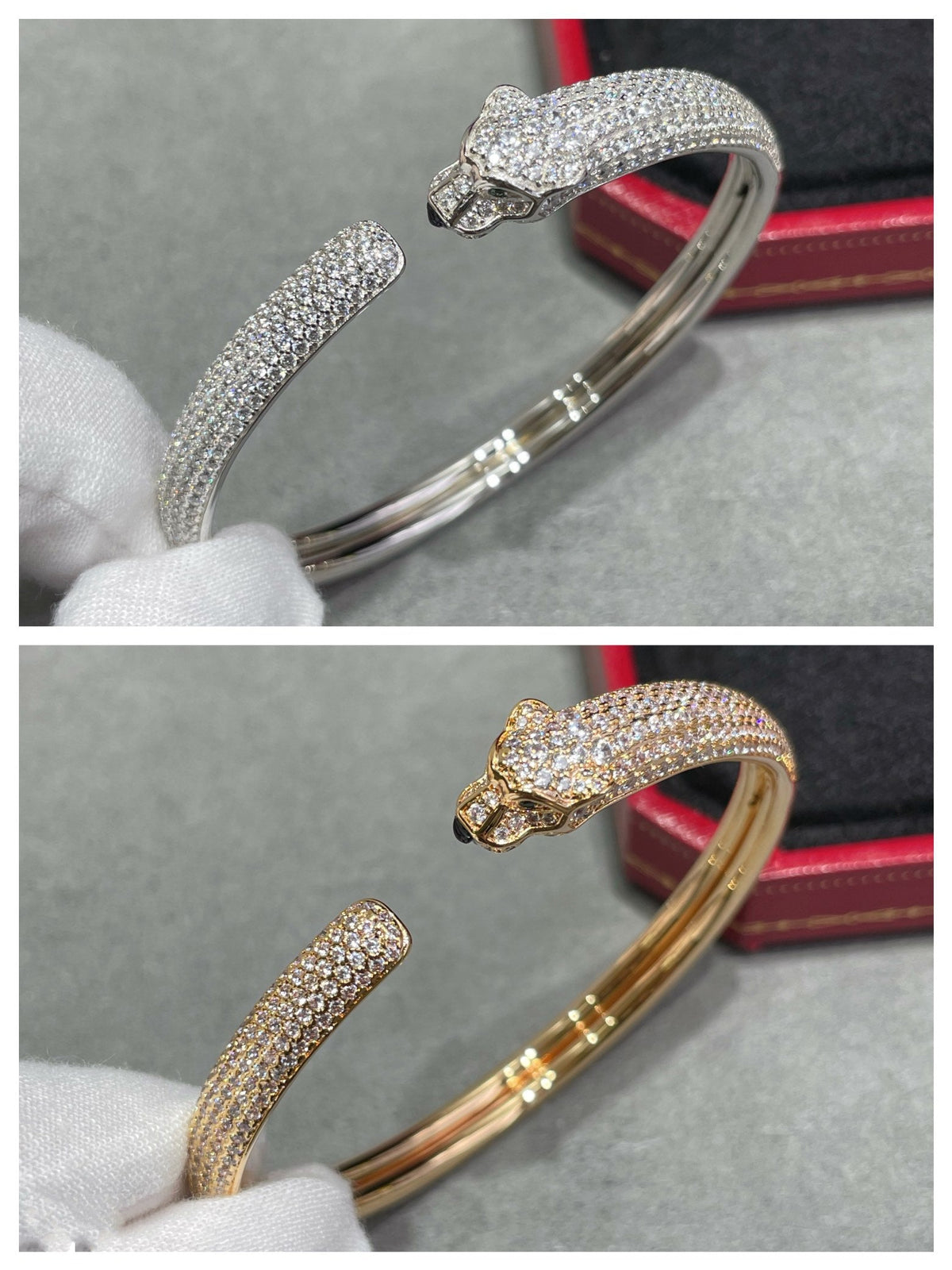[VA]PANTHÈRE-ARMBAND, OFFEN, VOLL DIAMANTBESETZT