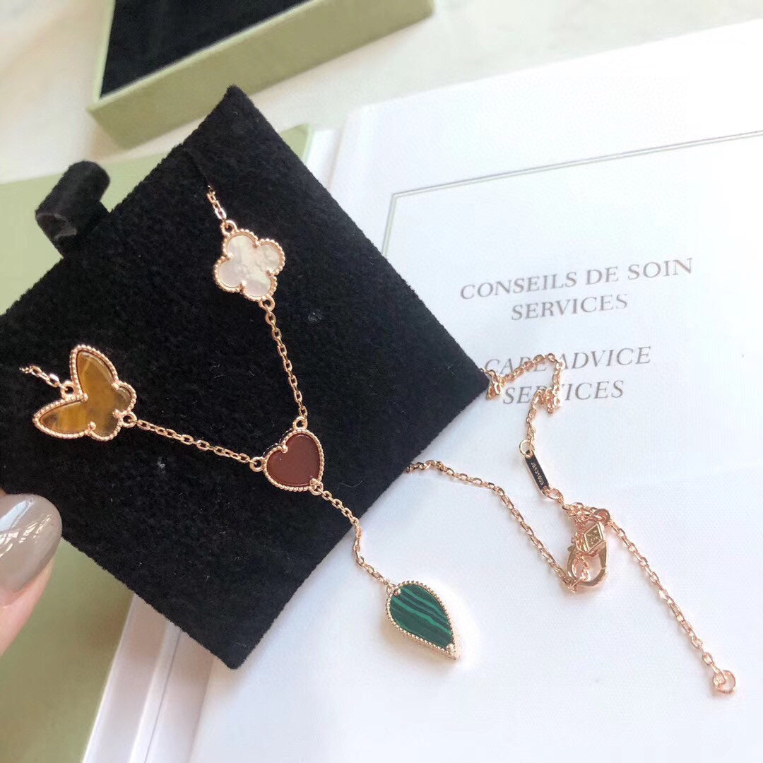 [VA]LUCKY SPRING HALSKETTE MIT 4 MOTIVEN IN ROSEGOLD